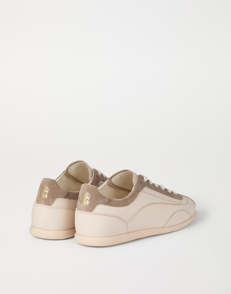 Brunello Cucinelli Calfskin and suede sneakers with slim outsole outlook