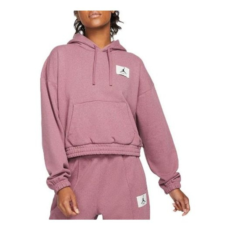 (WMNS) Air Jordan Casual Sports Knit Loose Hoodie Short Light Red DD6999-533 - 1