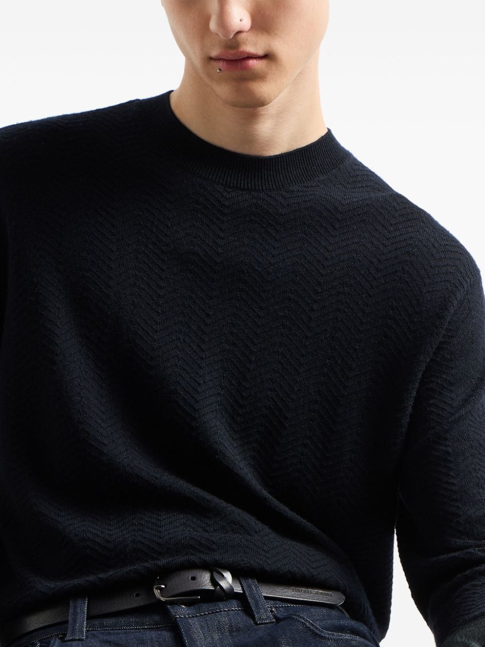 chevron-knit sweater - 5