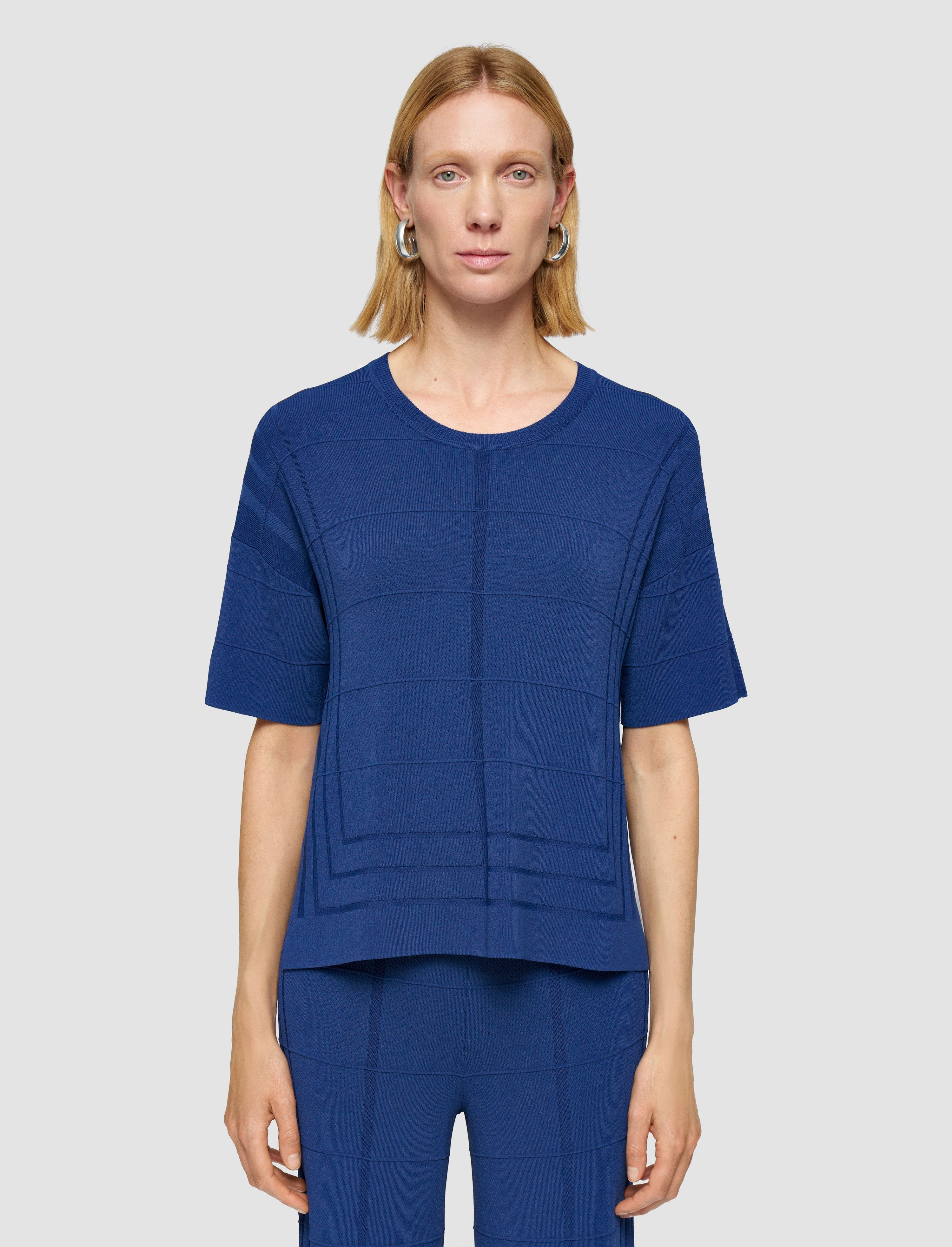 Viscose Grid Knit T-Shirt - 3