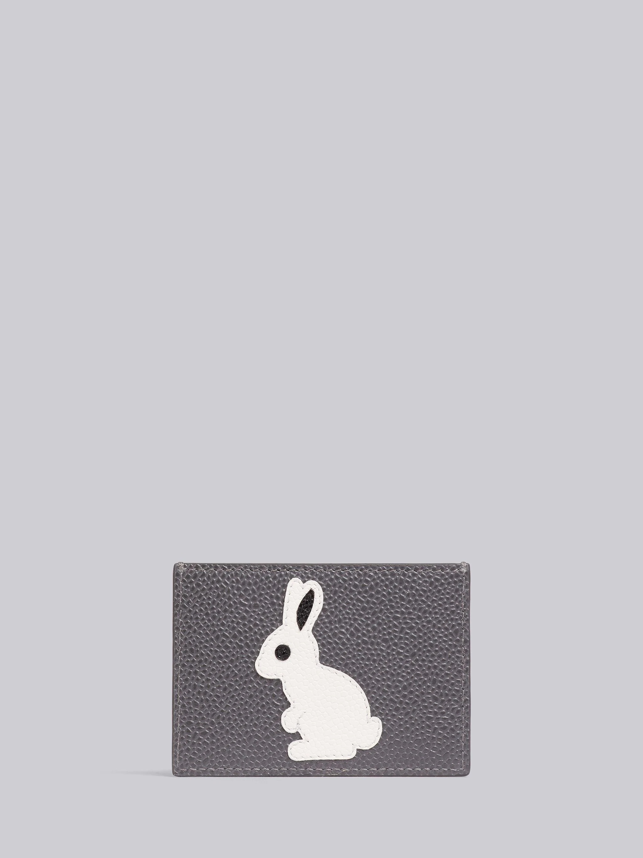 Medium Grey Pebbled Calfskin Rabbit Icon Card Holder - 1