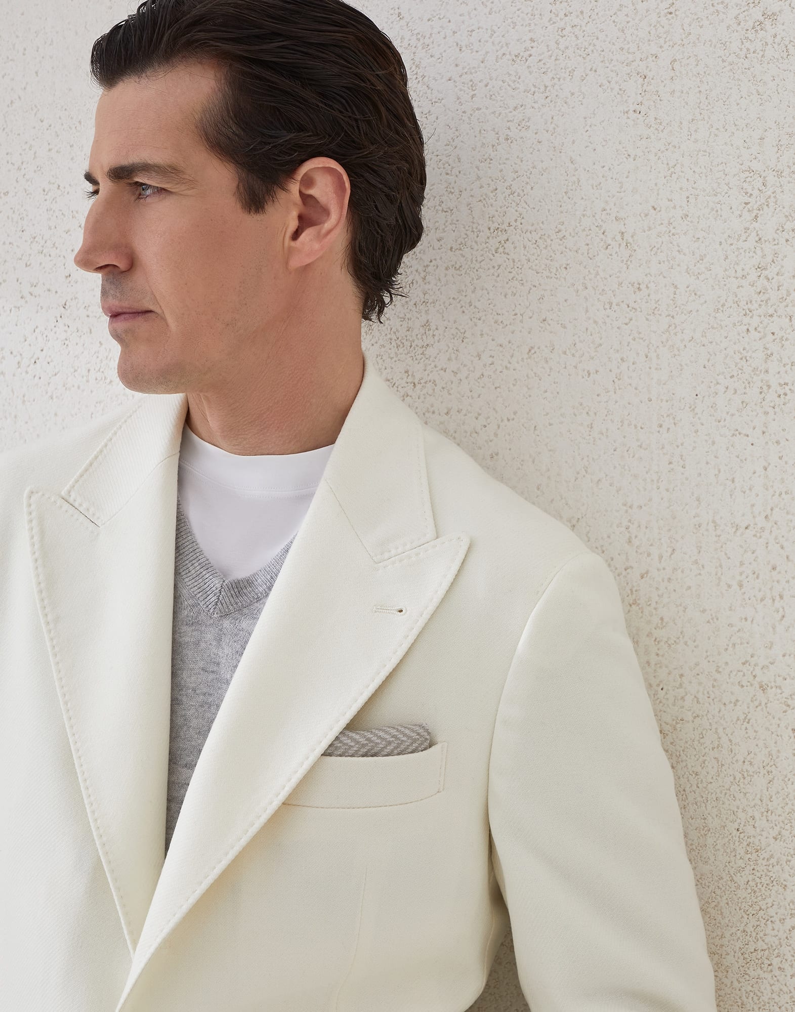 Wool, cashmere and silk cavalry deconstructed blazer with large peak lapels - 3