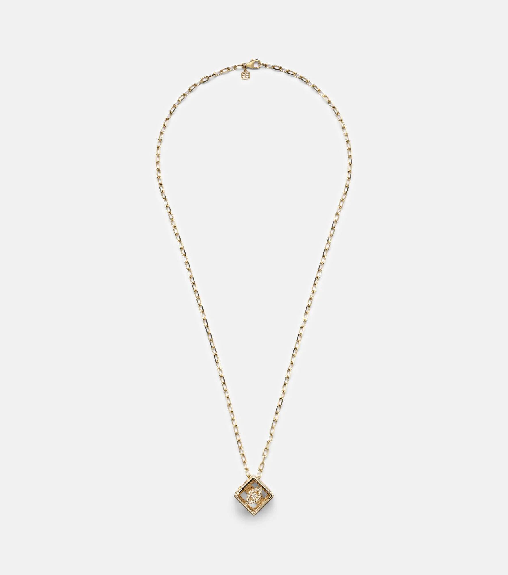 14kt gold charm necklace with diamonds - 1