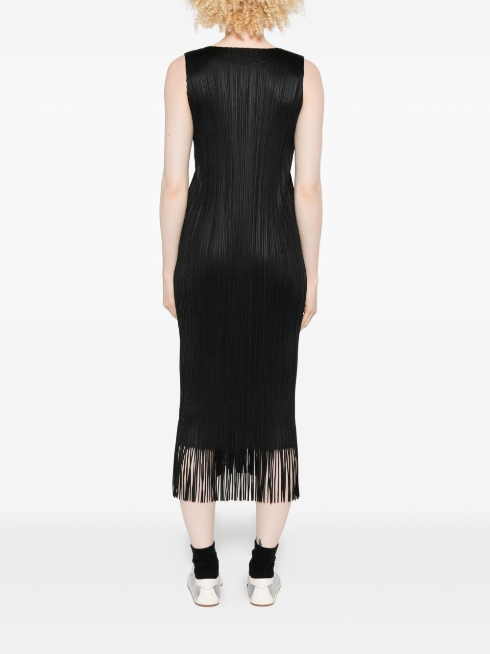Wave pleated-fringe midi dress - 4