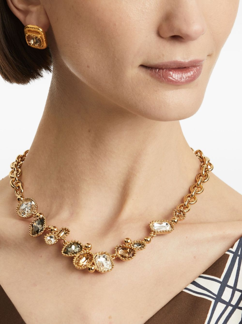 crystal-embellished chain necklace - 2