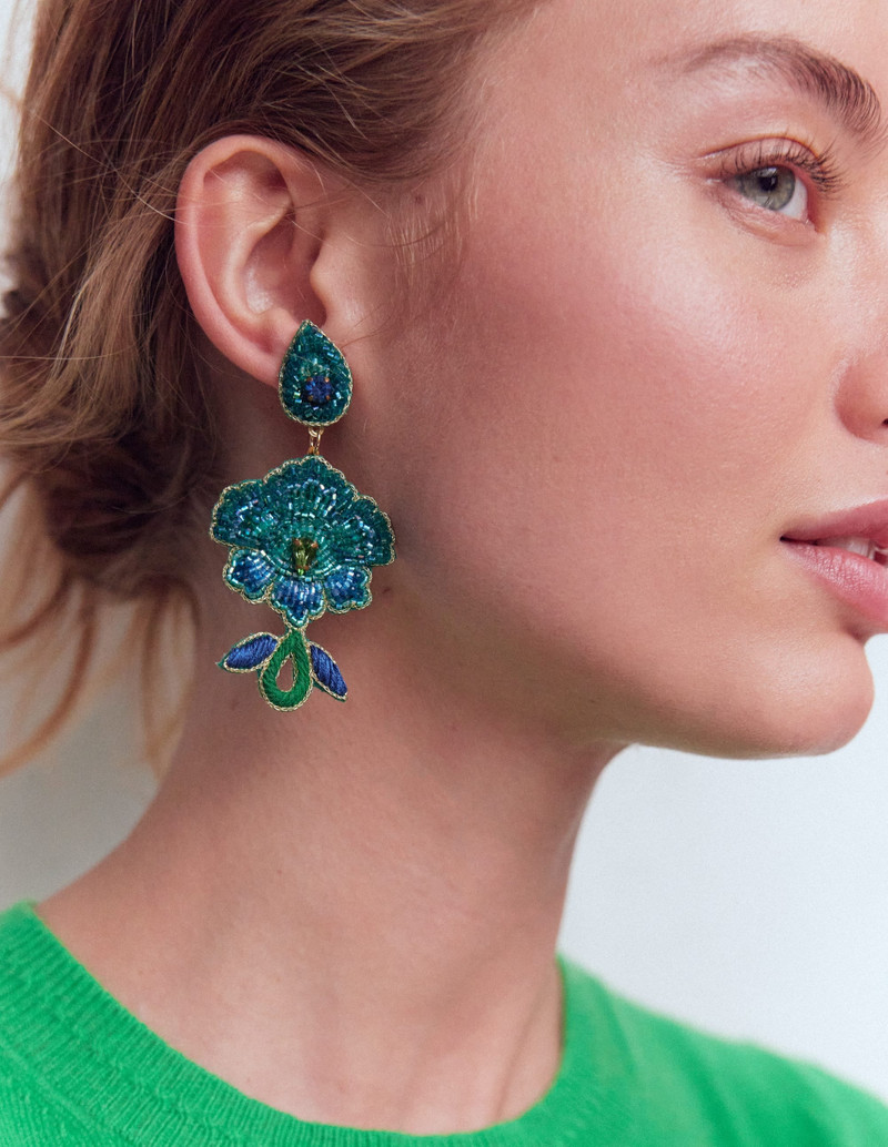 Flower Occassion Earring-Blue 3