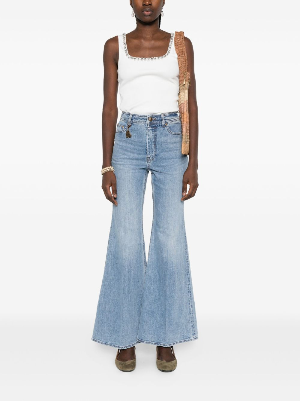 embellished neckline top - 2