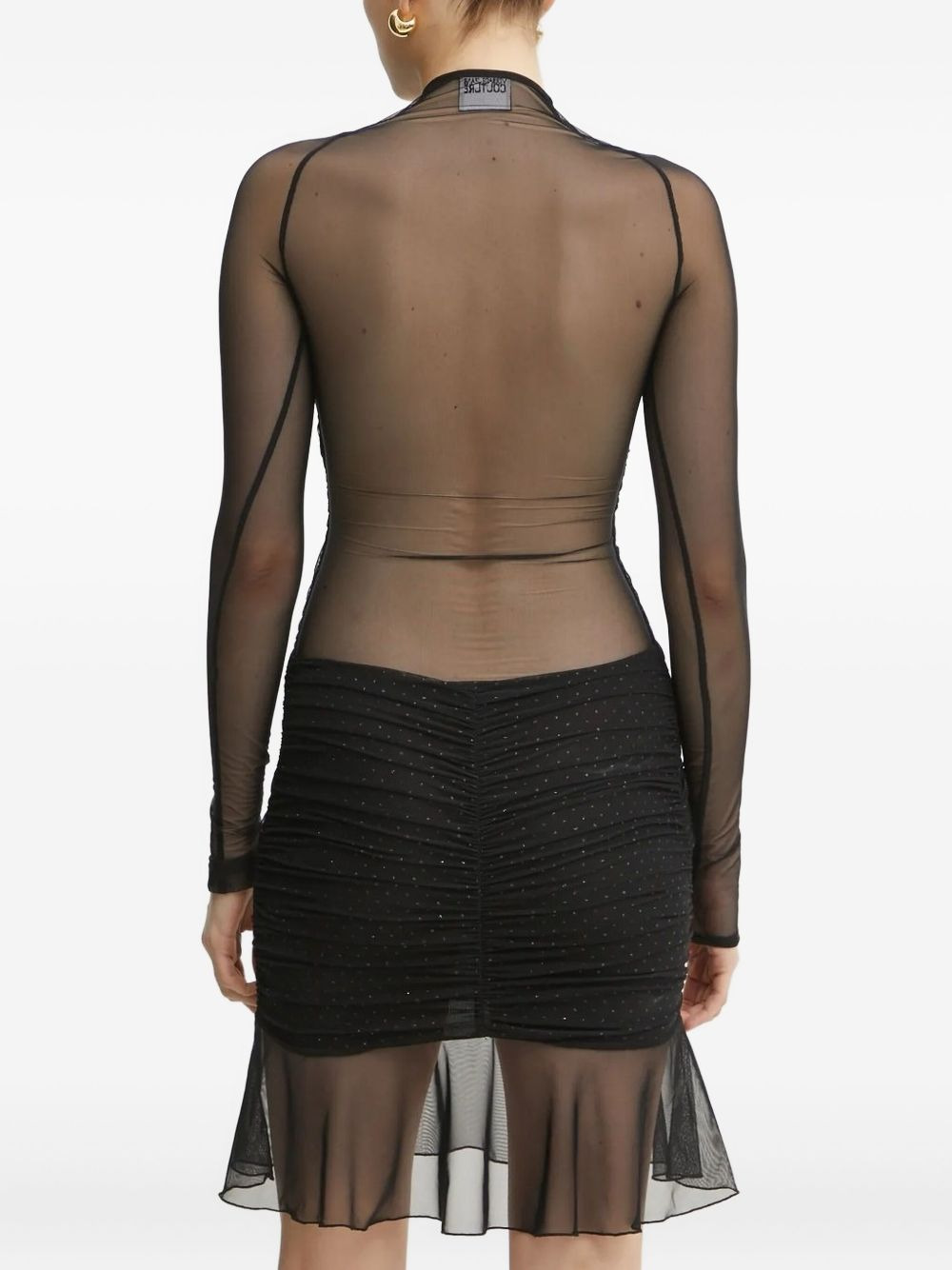 rhinestone-embellished mesh mini dress - 2