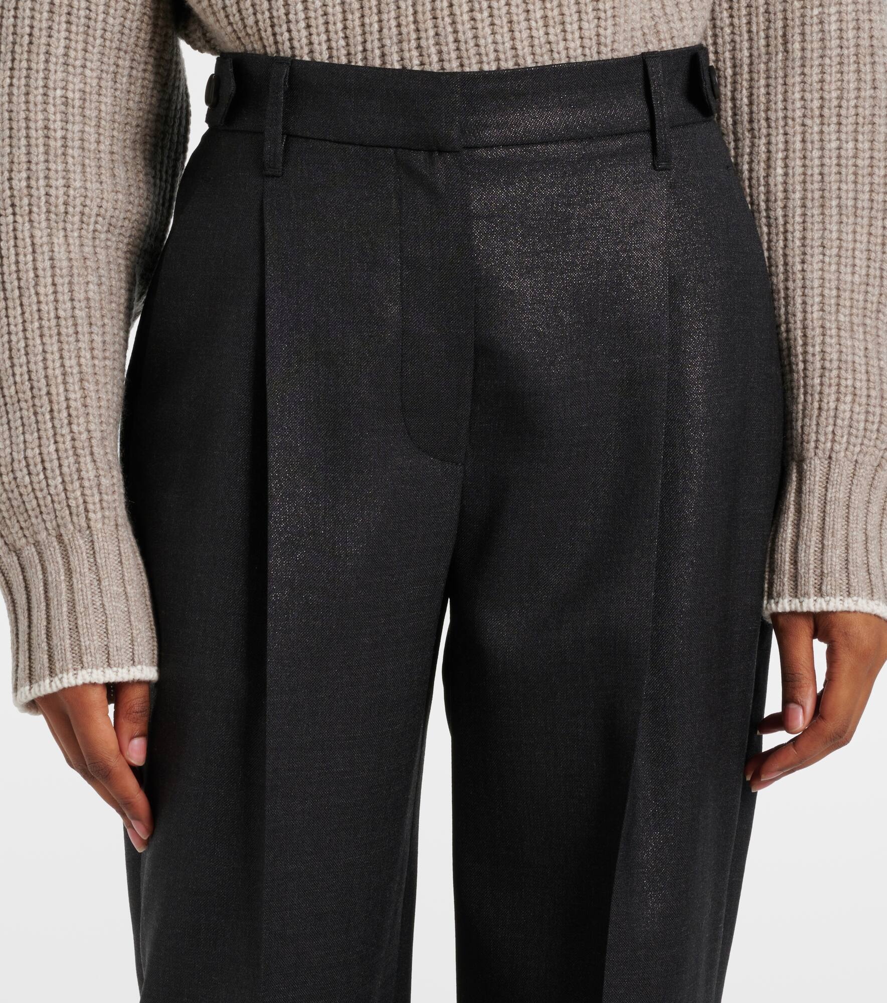 Wool-blend wide-leg pants - 4