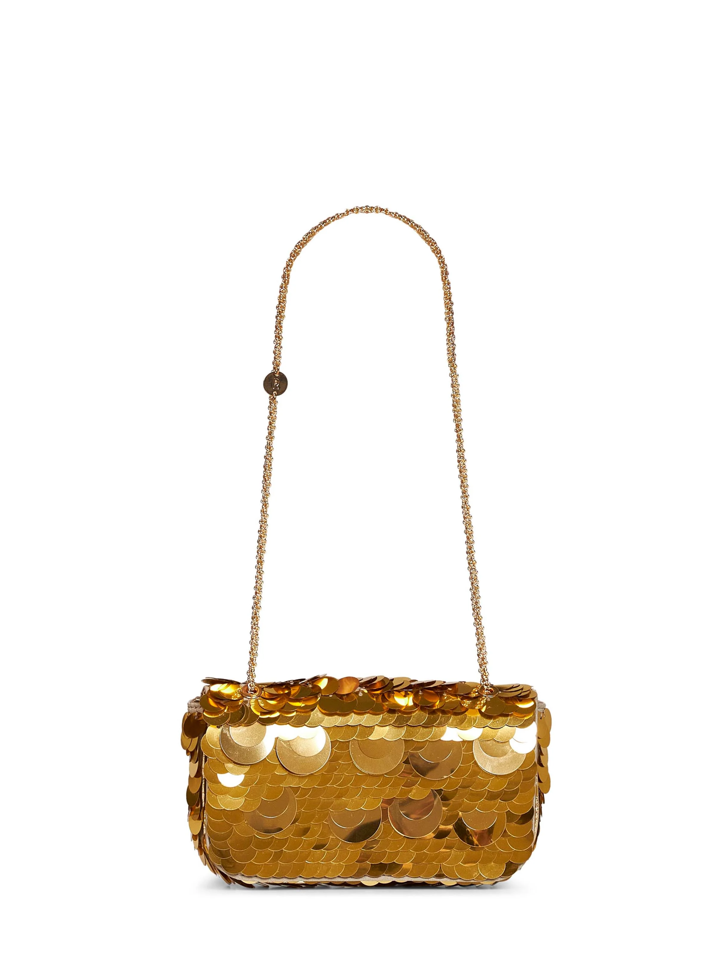 Gold Small Sparkle Baguette bag shoulder bag - 1