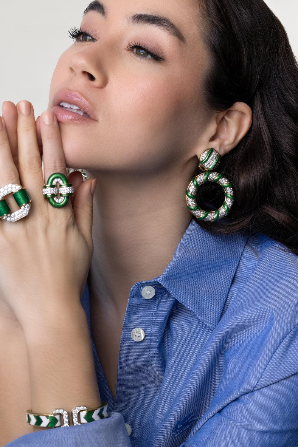 Green Octogonal Buckle Ring - 5
