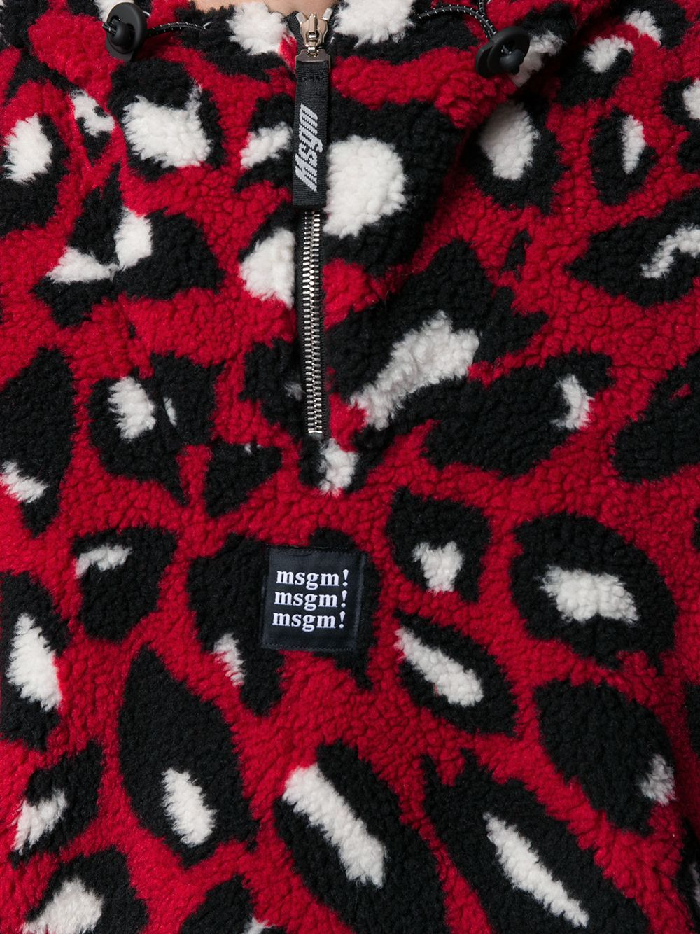 animal print shearling hooded sweater - 5