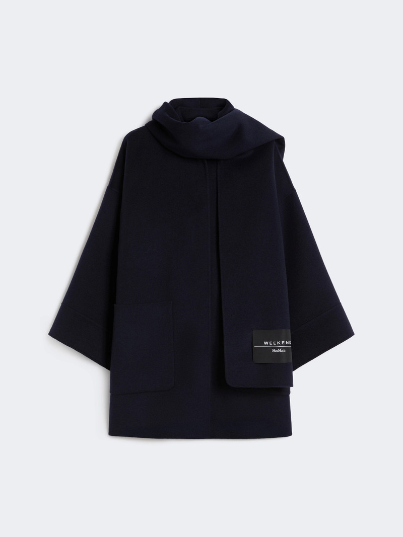 FULCRO Wool-blend coat with scarf - NAVY 1