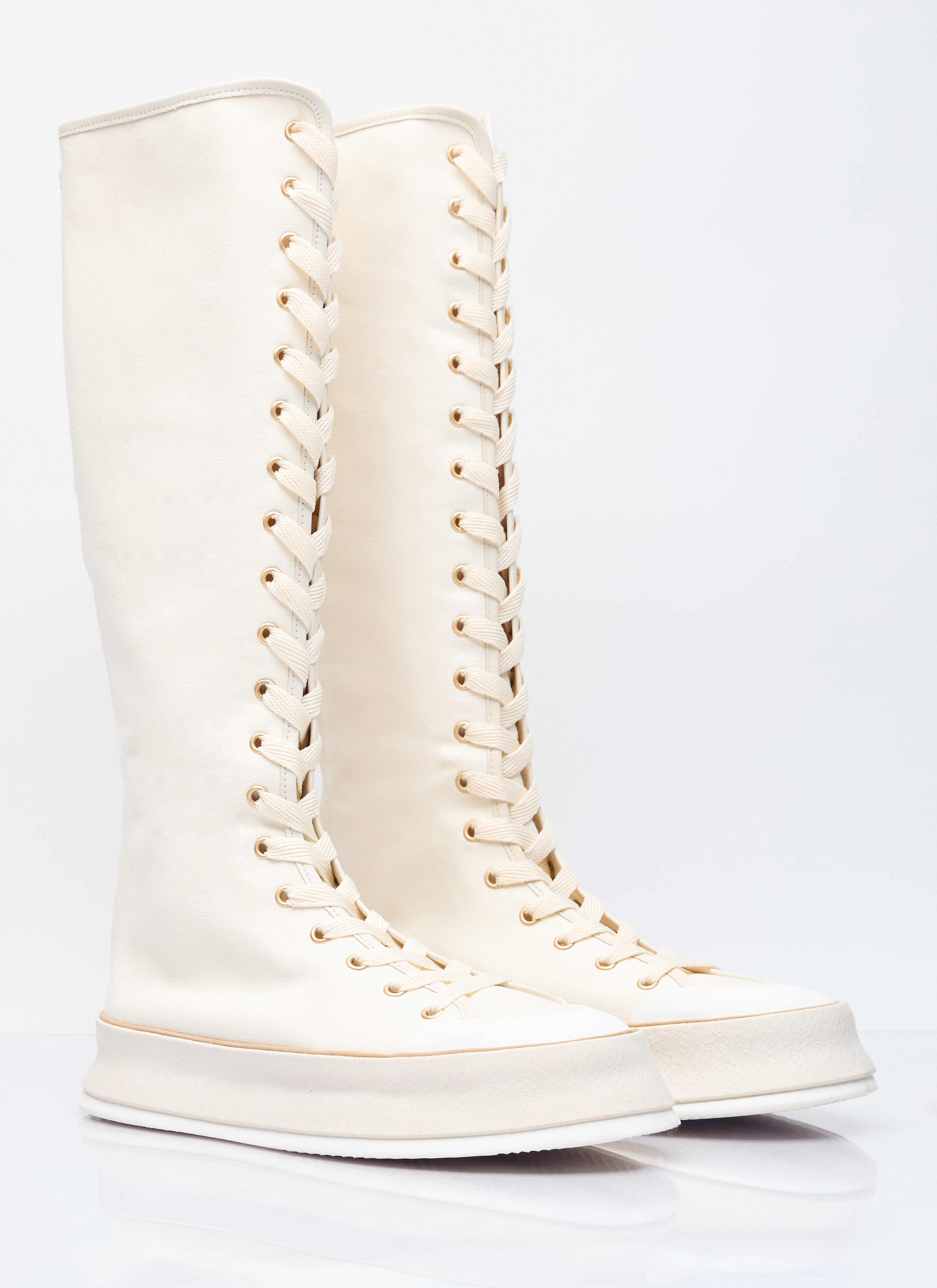 Max Mara Women Canvas Lace-Up Boots - 3