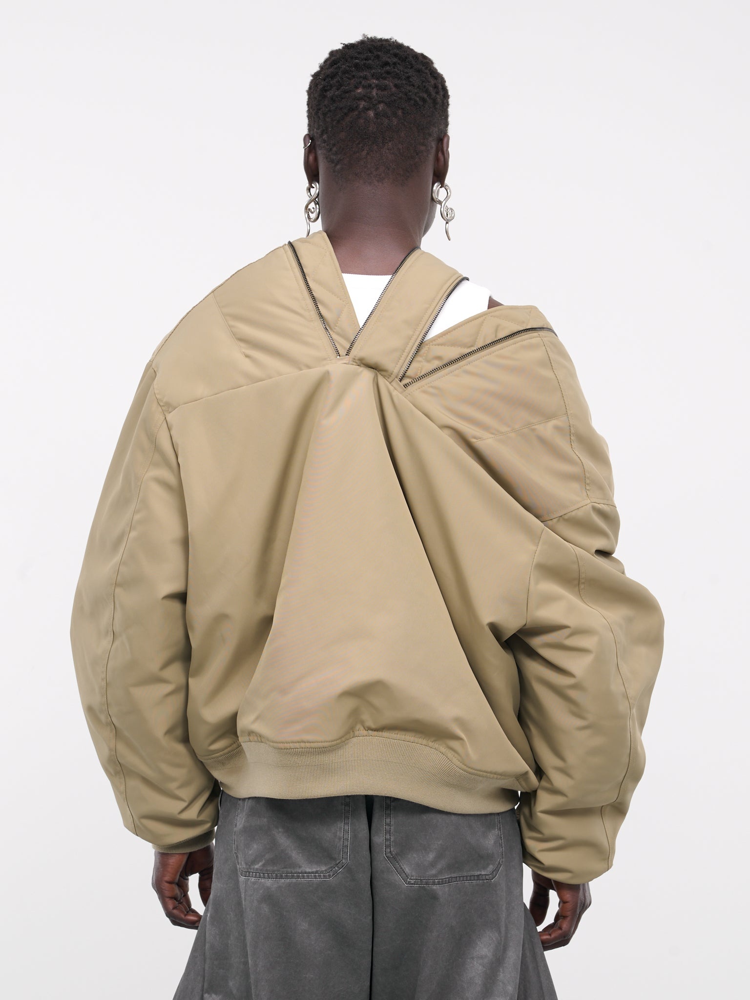 Double Zip Pinched Logo Bomber - 3