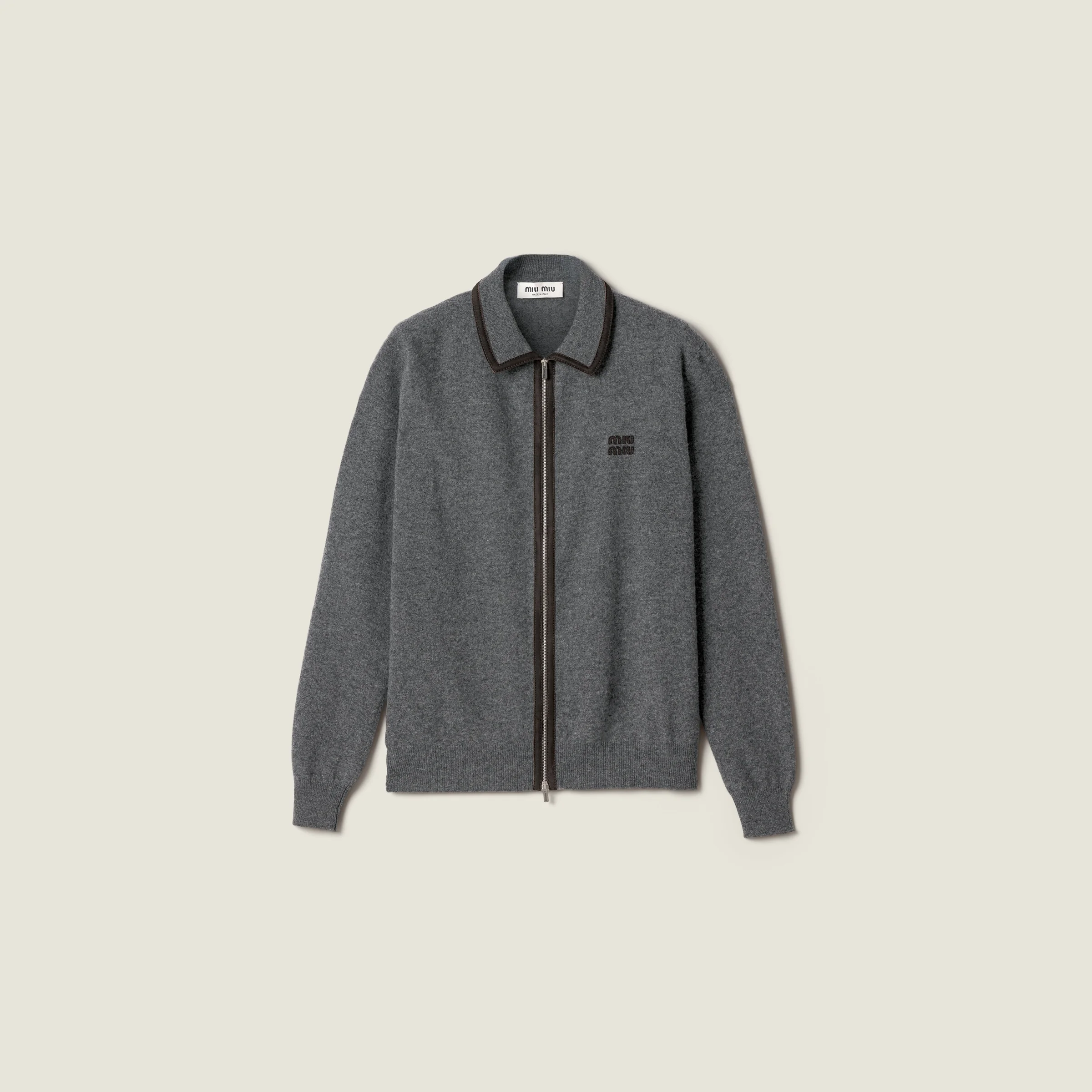 Wool and cashmere cardigan with suede details - 1