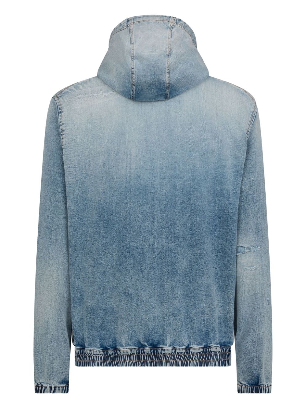 crystal-embellished hooded denim bomber jacket - 2