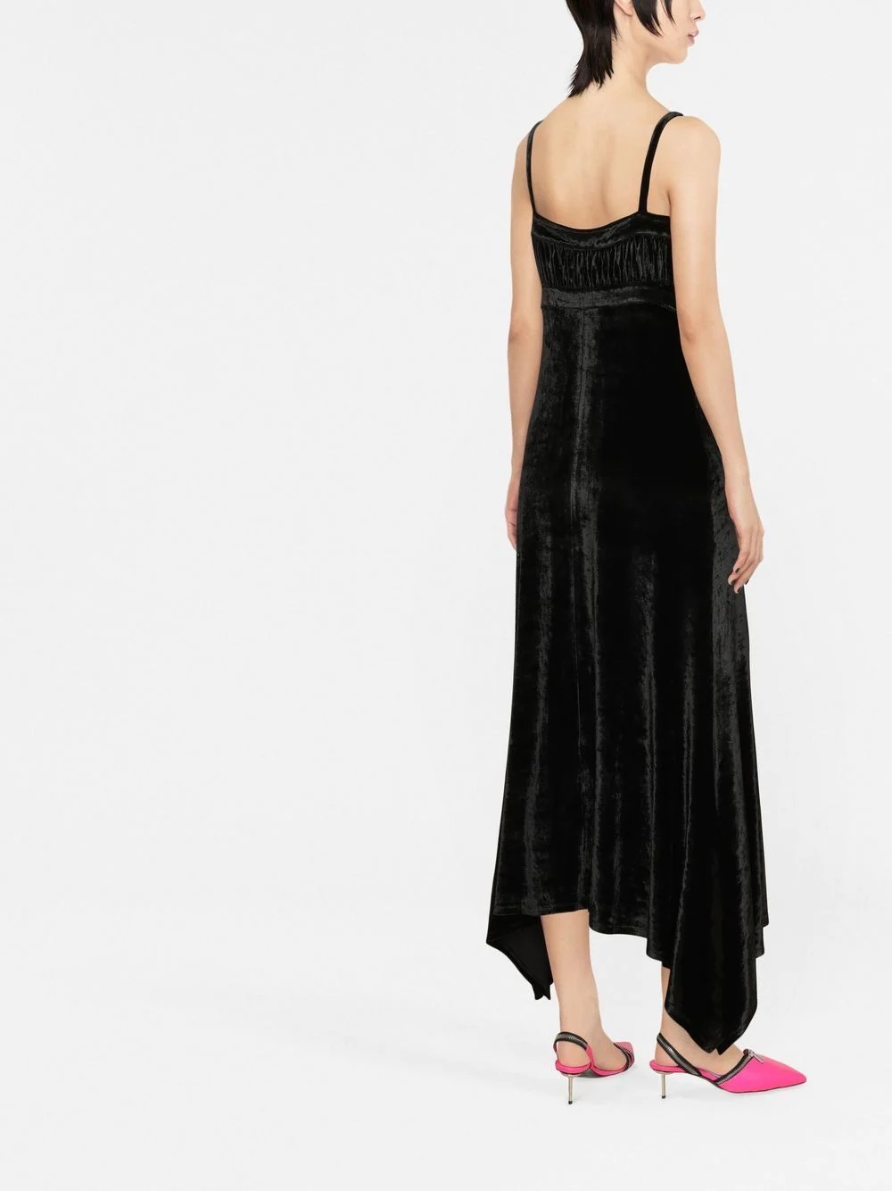 asymmetric button-up midi dress - 3