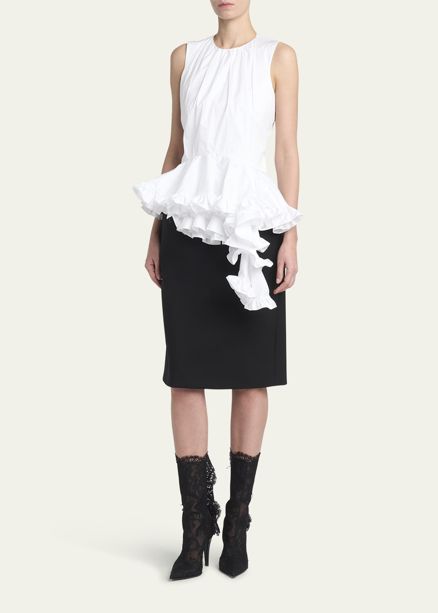 Asymmetric Ruffled Peplum-Hem Blouse - 2