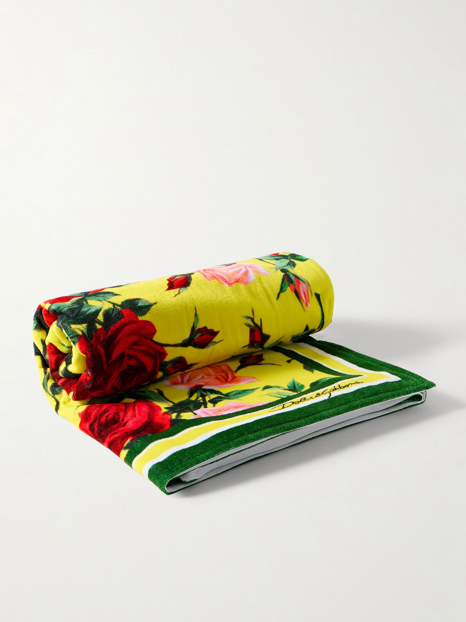 Floral-print cotton-terry towel Yellow - 1