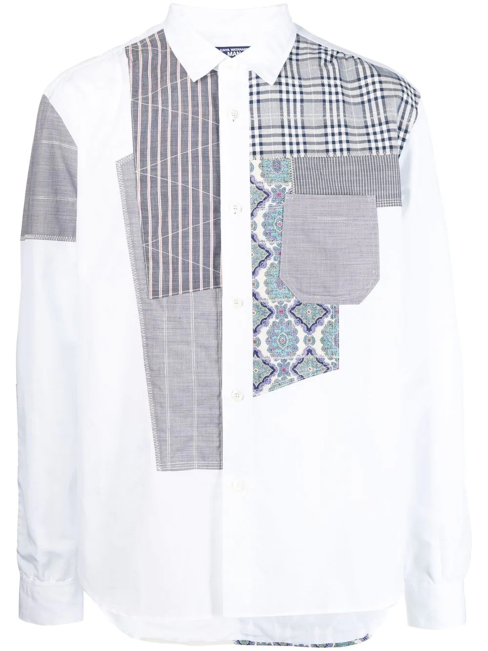 patchwork long-sleeve shirt - 1