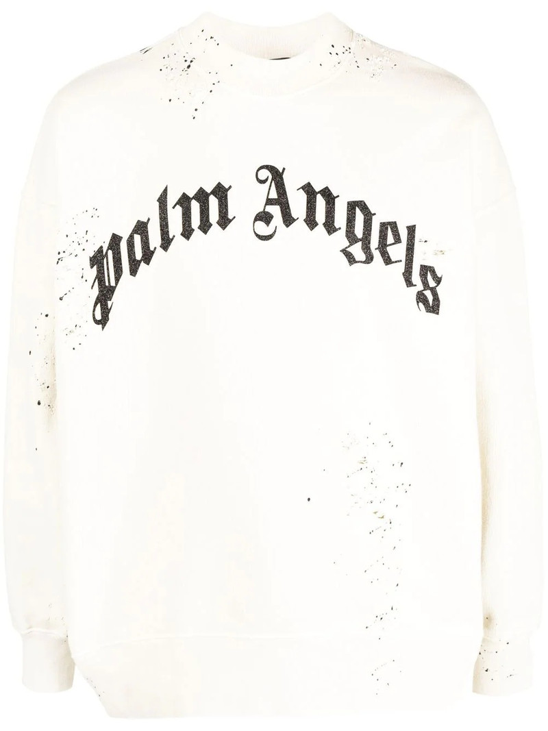 logo-print distressed-finish sweatshirt 1