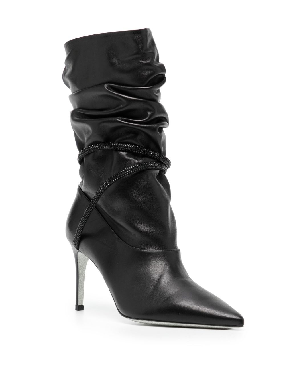 80mm ruched leather boots - 2