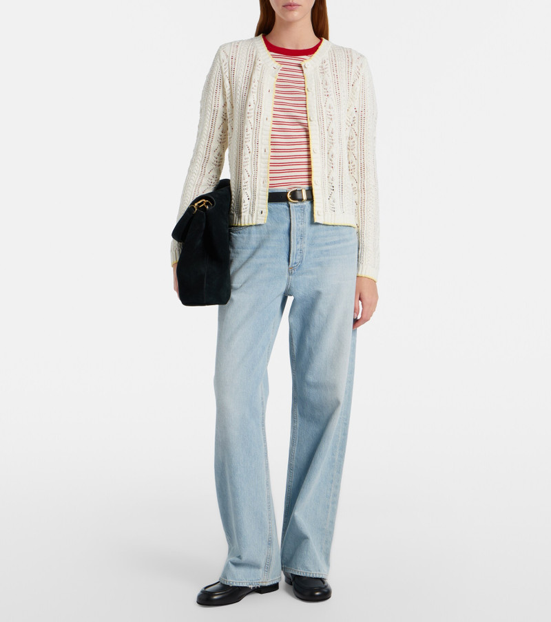 velvet Daisy pointelle cotton-blend cardigan outlook