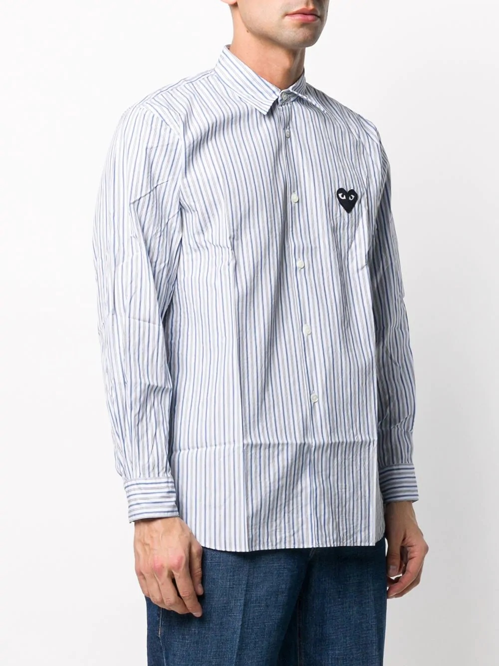 striped crinkled effect shirt - 3