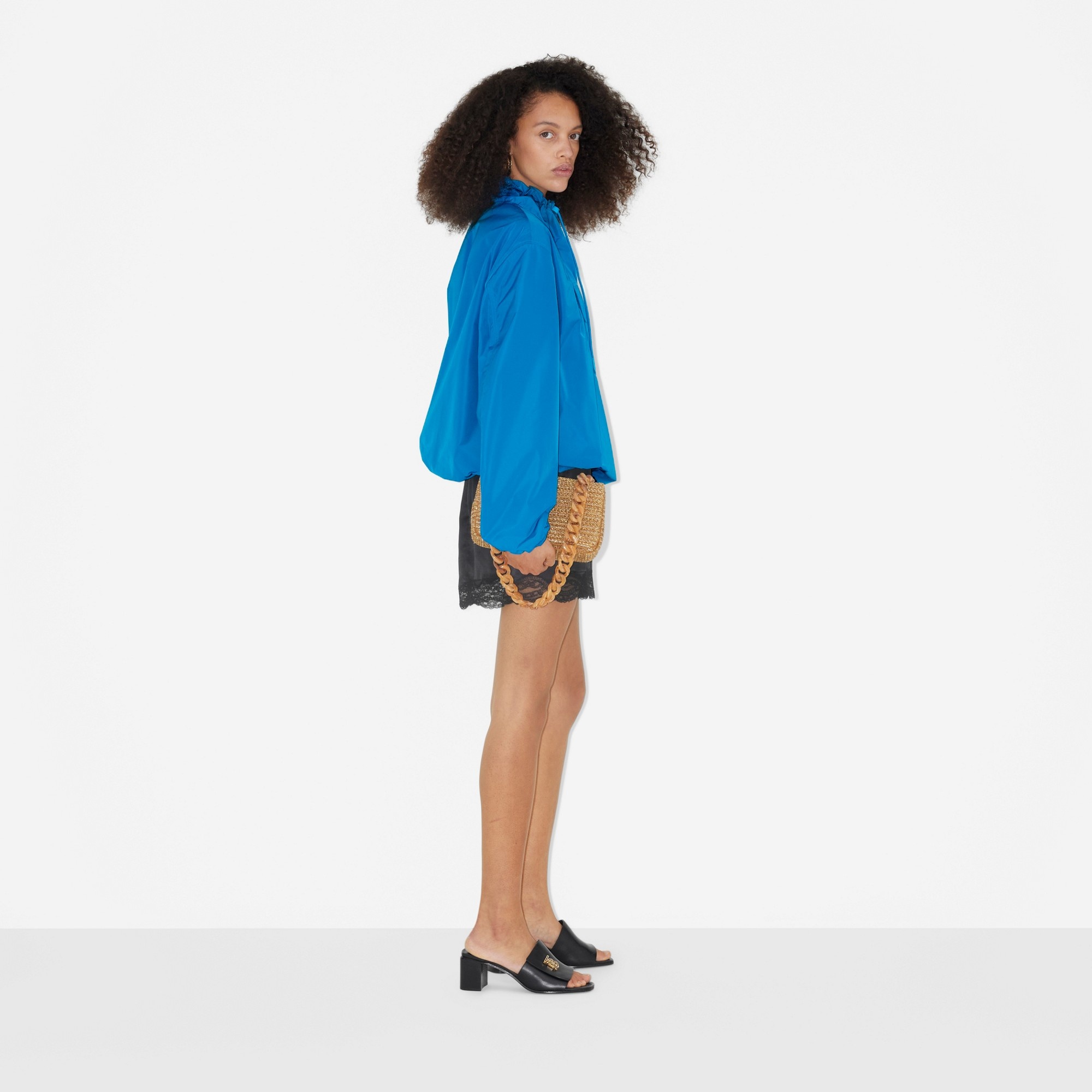 Logo Detail Taffeta Oversized Jacket - 3