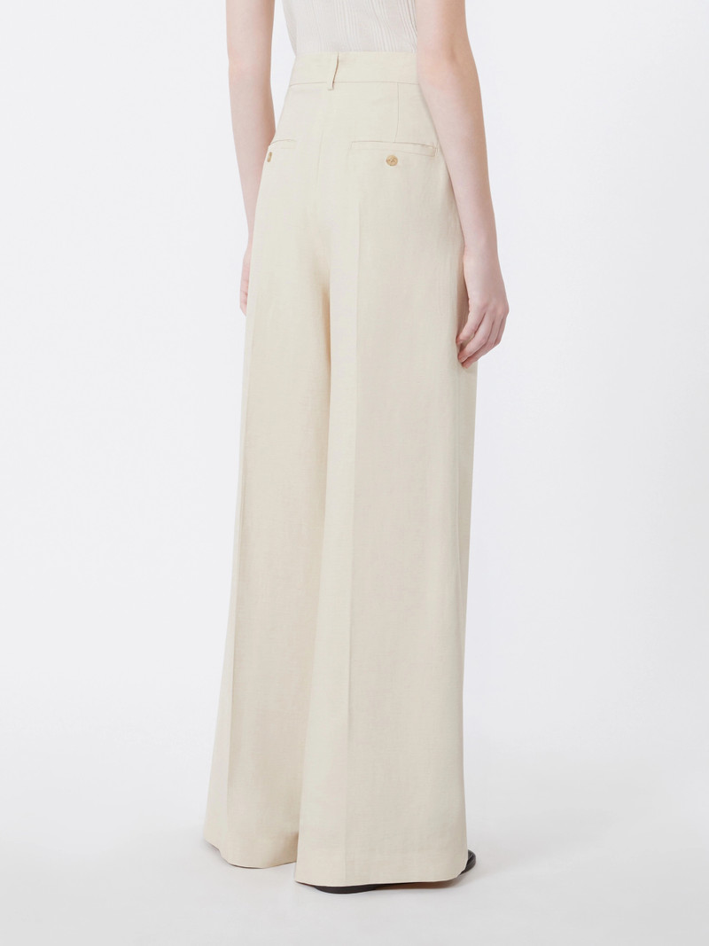 VELIERO Viscose and linen wide-leg trousers - BEIGE 4