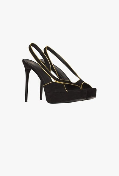 Balmain Black and gold suede Uta sandals outlook