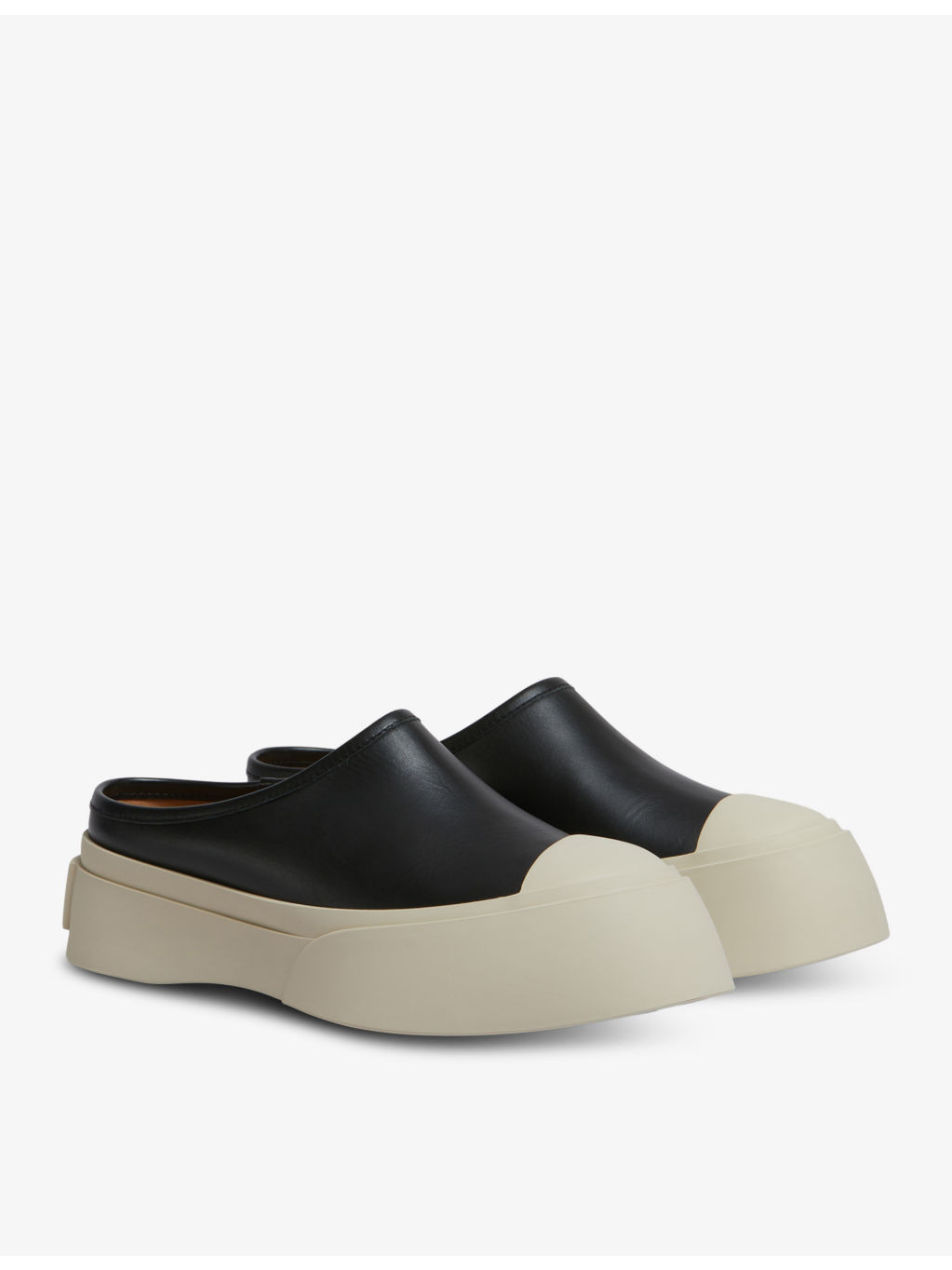 Logo-embossed backless leather trainers - 3
