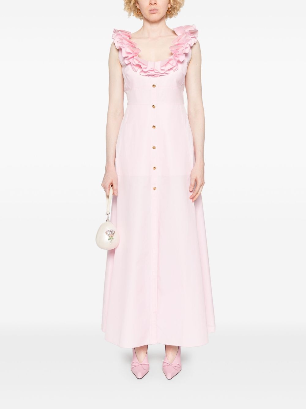ruffled-detail midi dress - 2