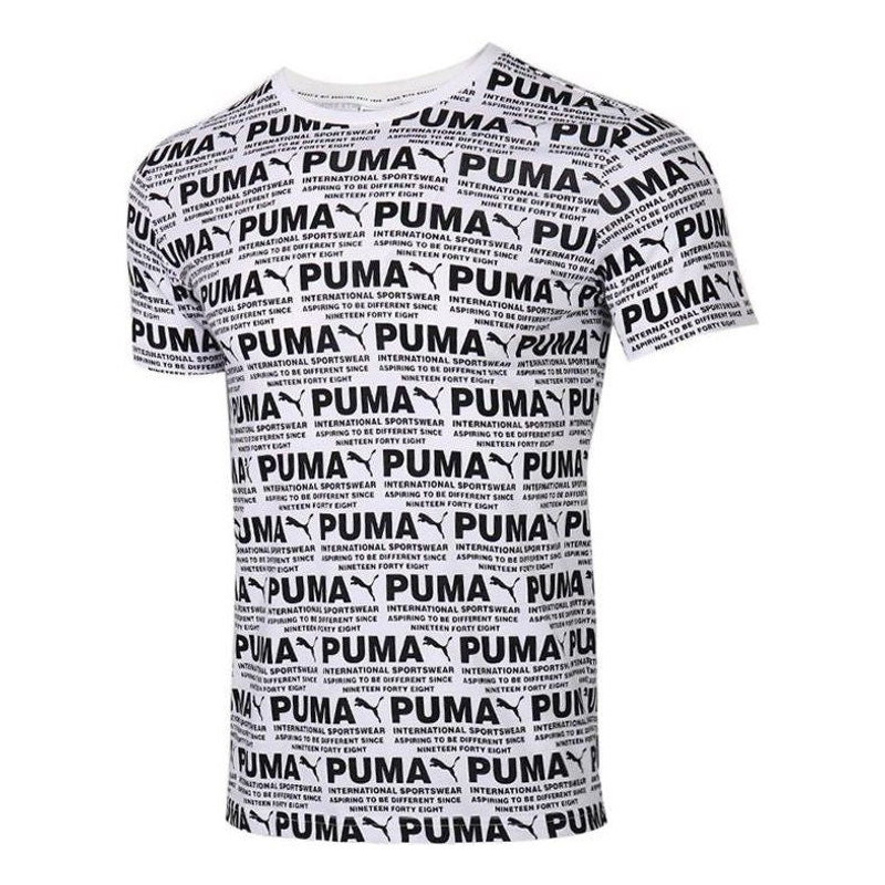 PUMA All Over Printed Logo Tee 'White' 584132-02 - 1