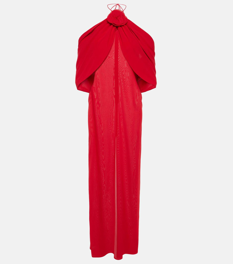 Floral-appliqué silk blend gown 1