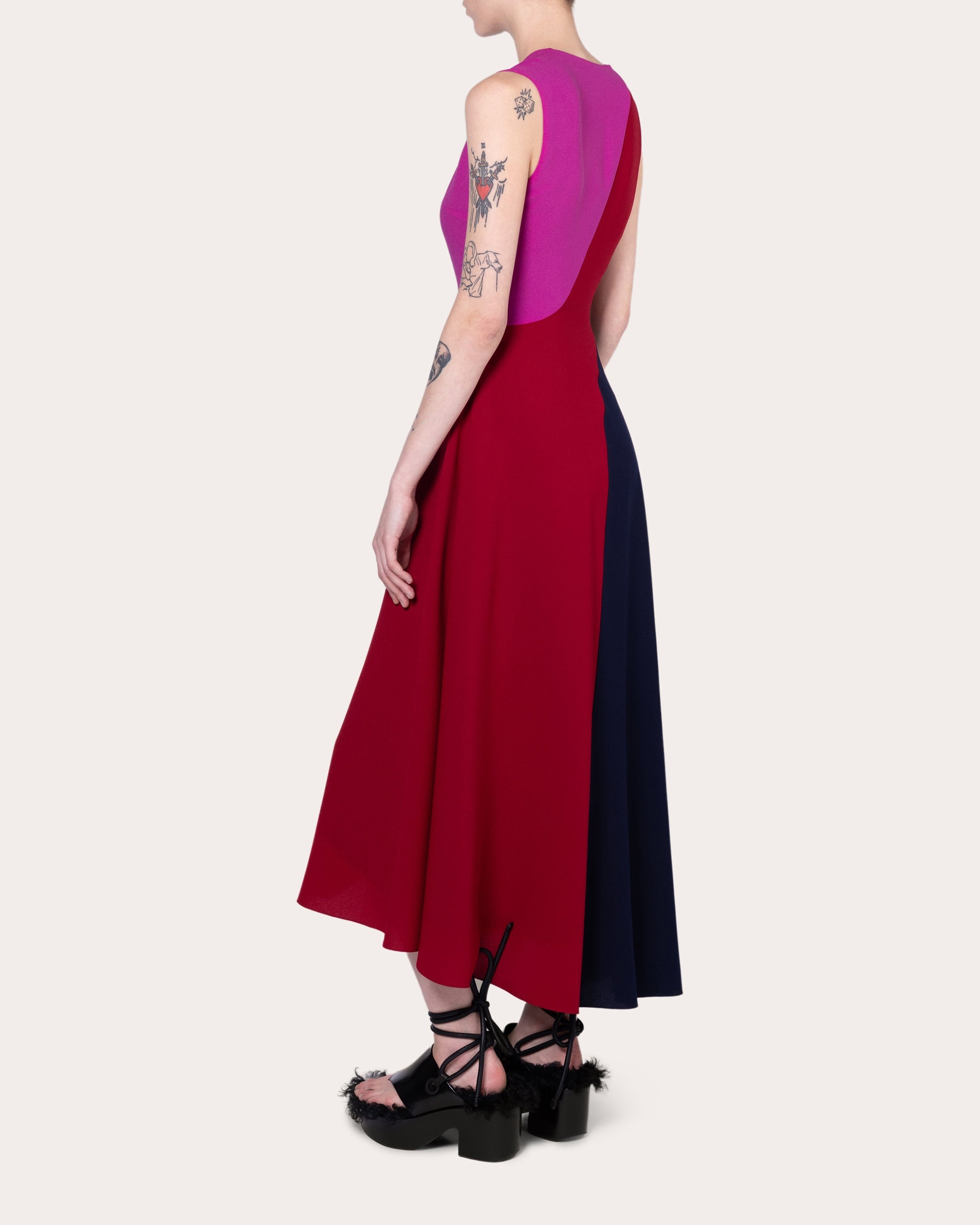 Miral Color Block Crepe Sleeveless Dress - 2
