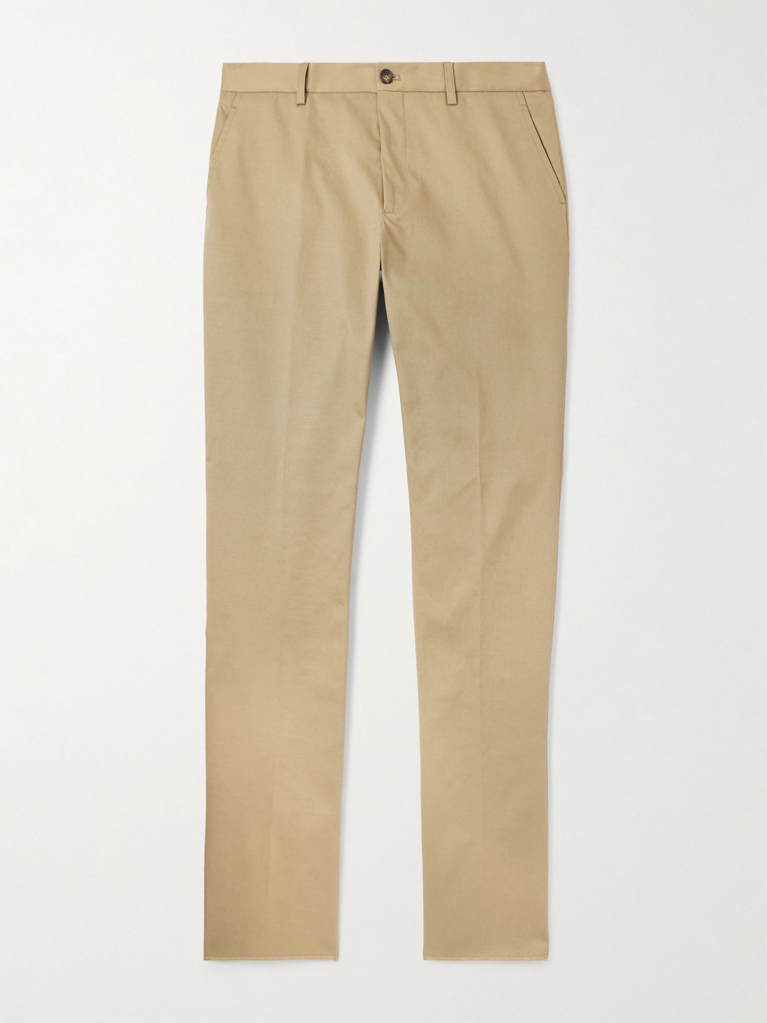 Roma Slim-Fit Straight-Leg Stretch-Cotton Twill Trousers Neutral - 1