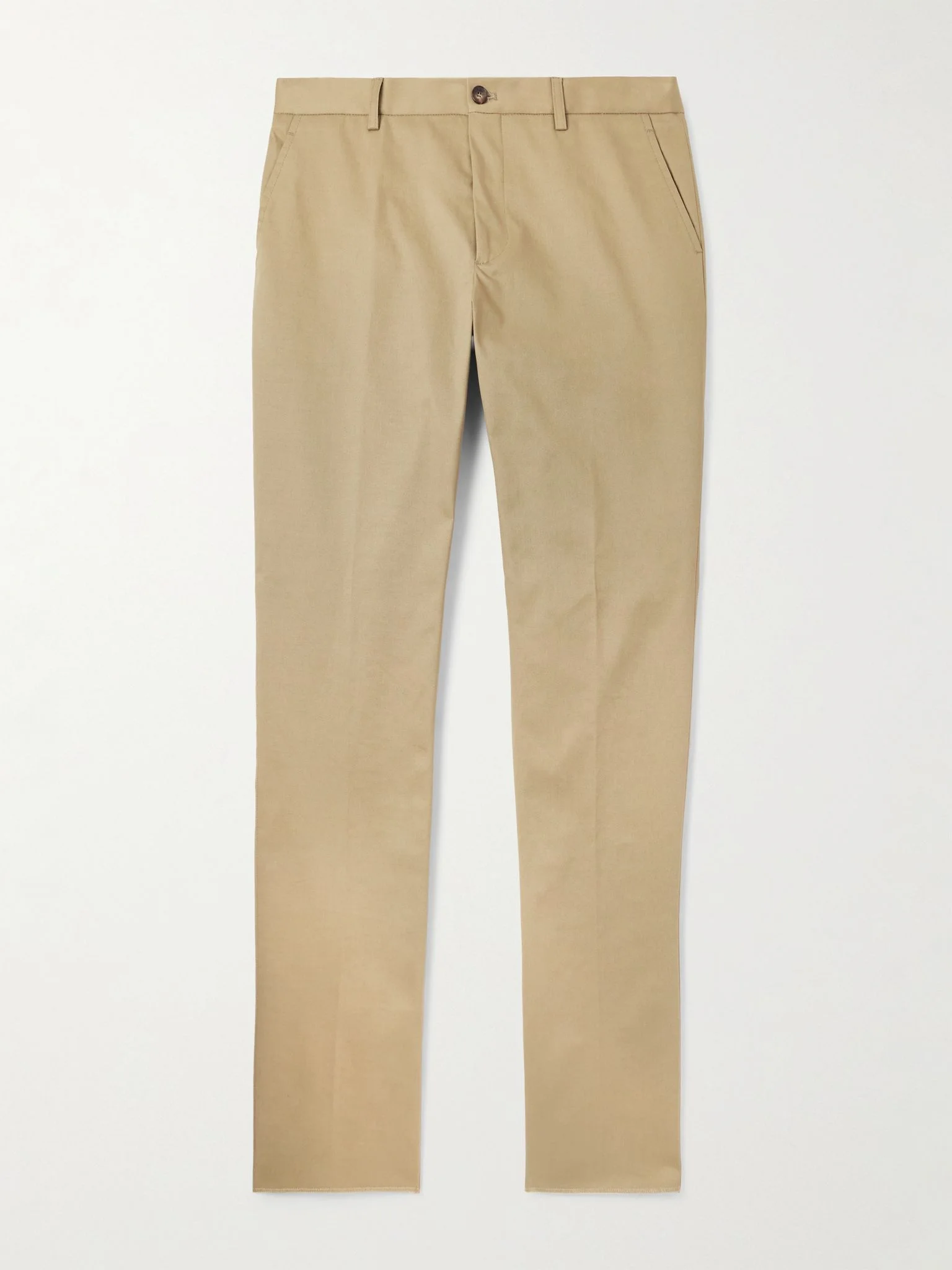 Roma Slim-Fit Straight-Leg Stretch-Cotton Twill Trousers Neutral - 1