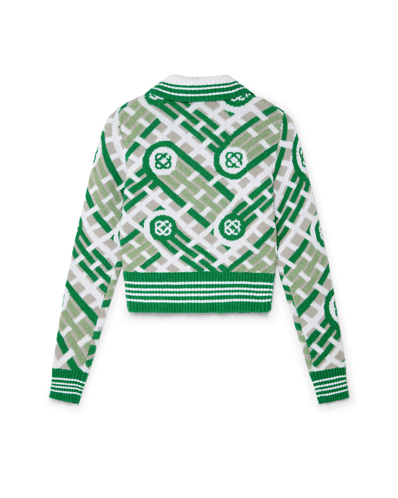 CASABLANCA Ping Pong Monogram Knitted Zip-up Jacket outlook