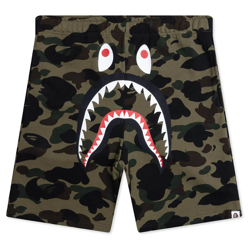 1ST CAMO SHARK REGULAR FIT SWEAT SHORTS - GREEN - 1