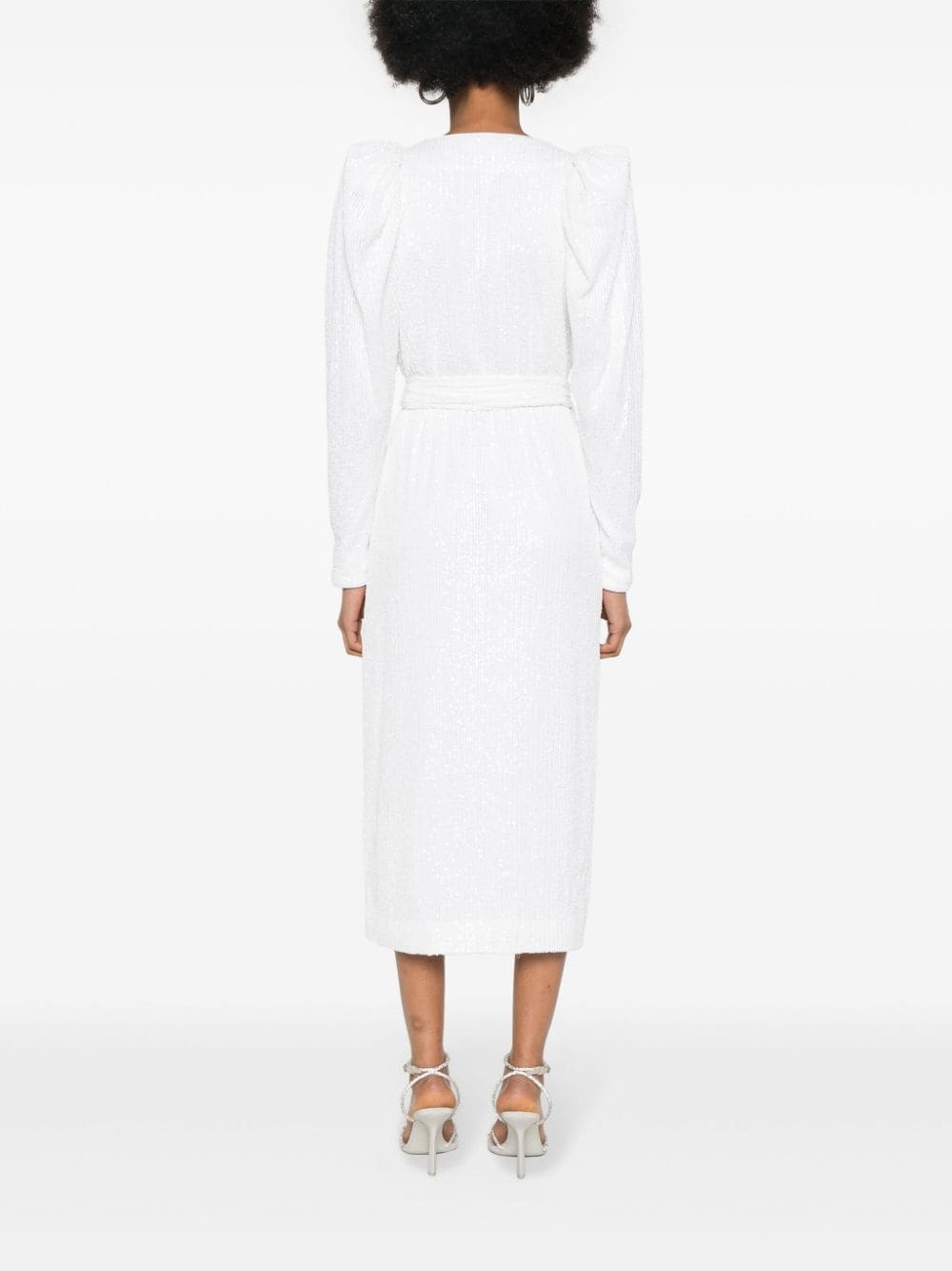 sequined midi wrap dress - 4