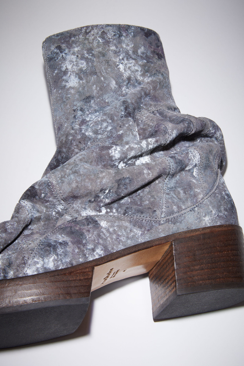 Digital print leather ankle boots - Multi grey 6