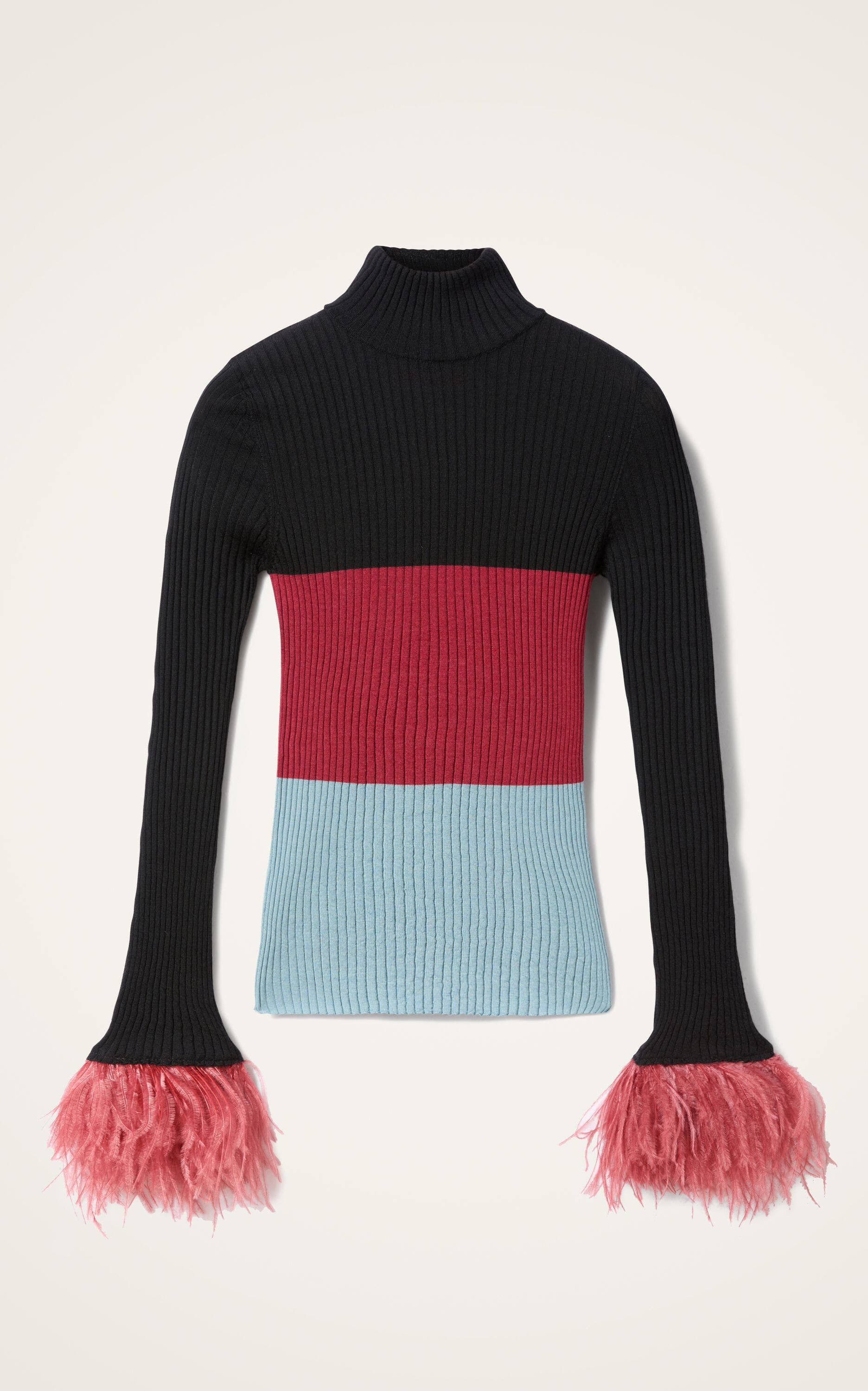 La DoubleJ High Kick Top With Feathers in Color Block Black at Nordstrom - 2
