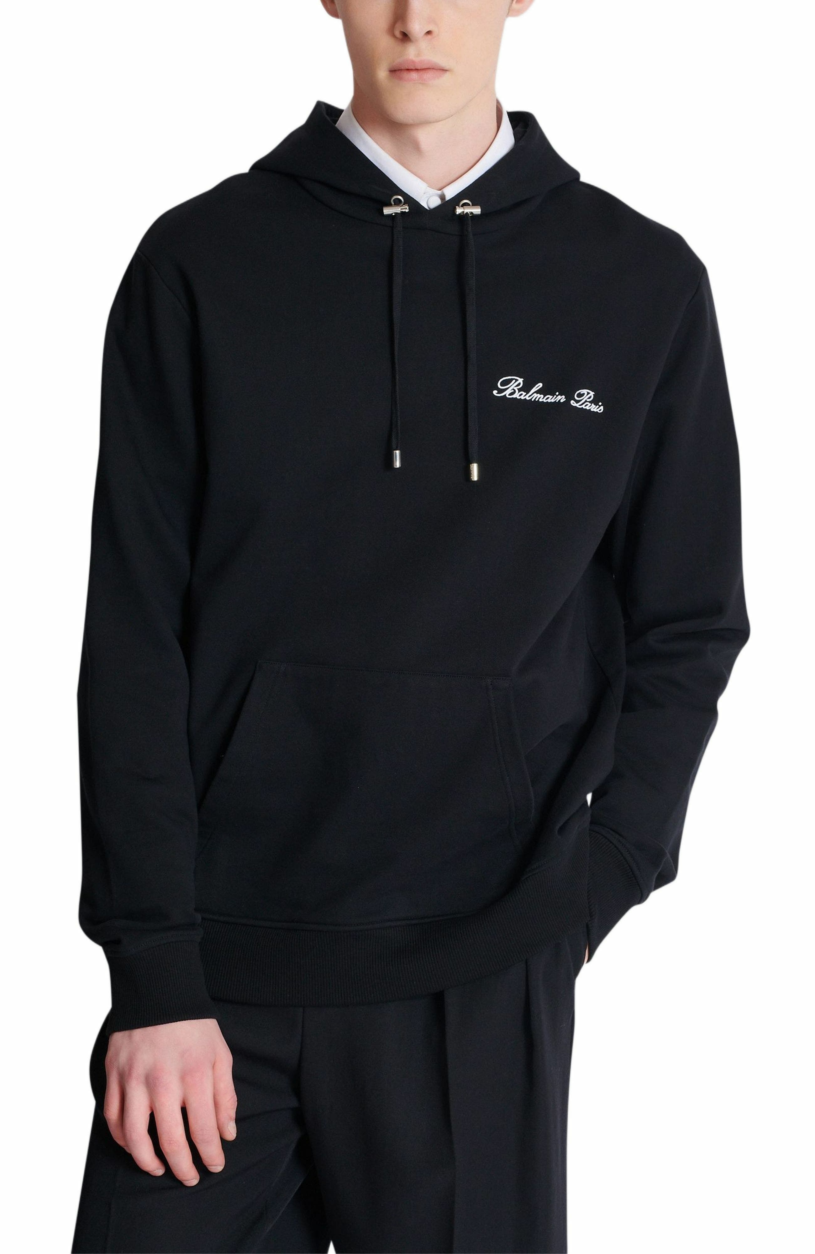 Balmain Signature hoodie in Black at Nordstrom - 4