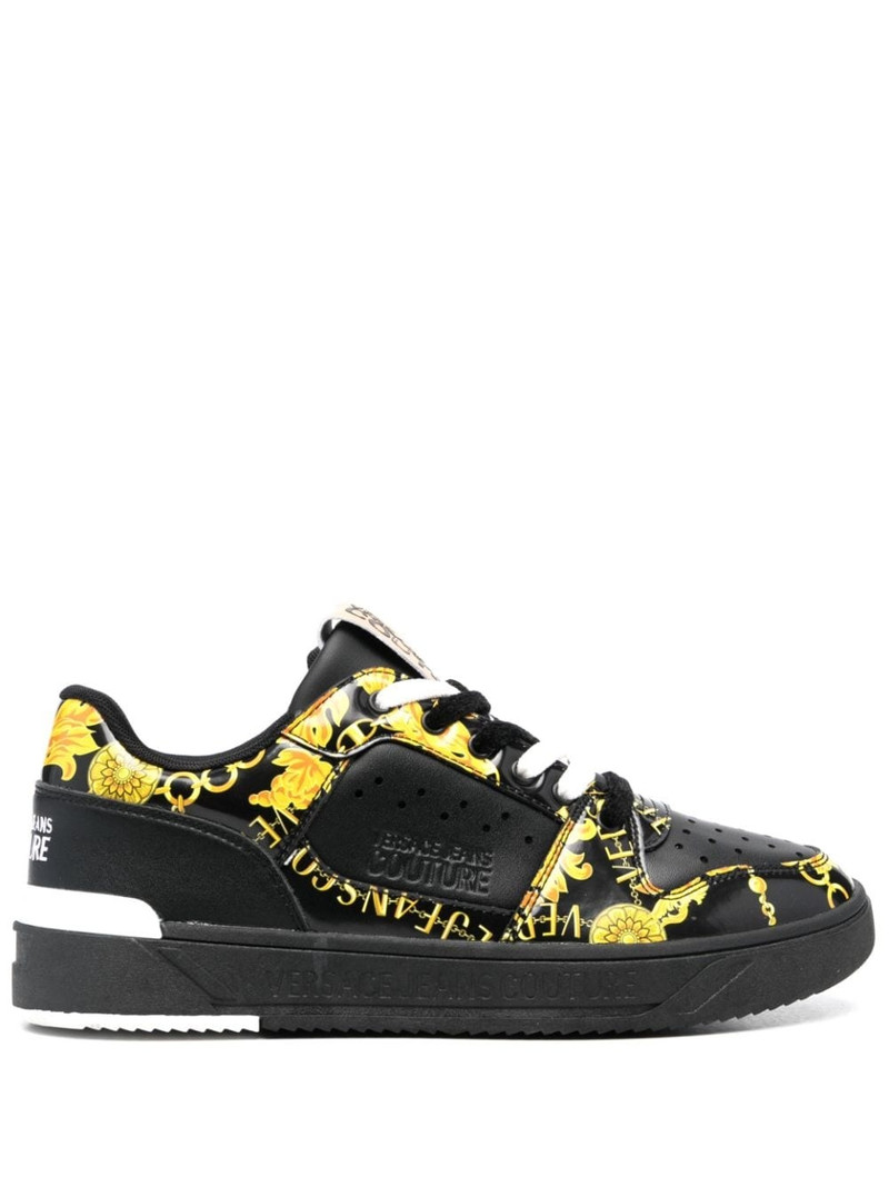 Chain Couture-print leather sneakers 1