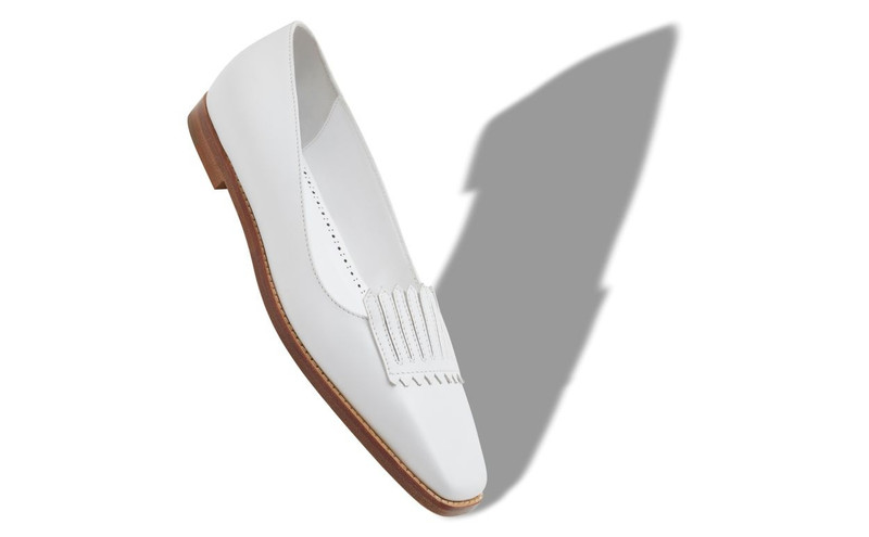 Manolo Blahnik White Calf Leather Loafers outlook