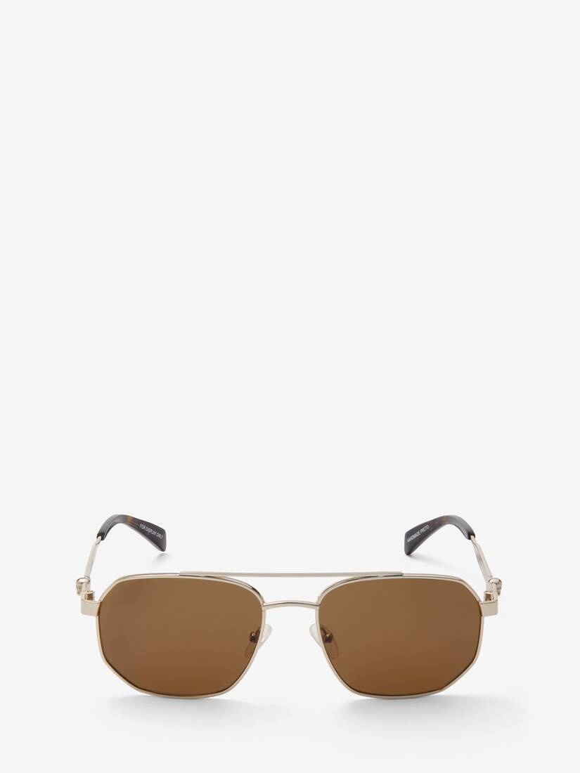 Men's Floating Skull Metal Caravan Sunglasses in Gold/brown - 1