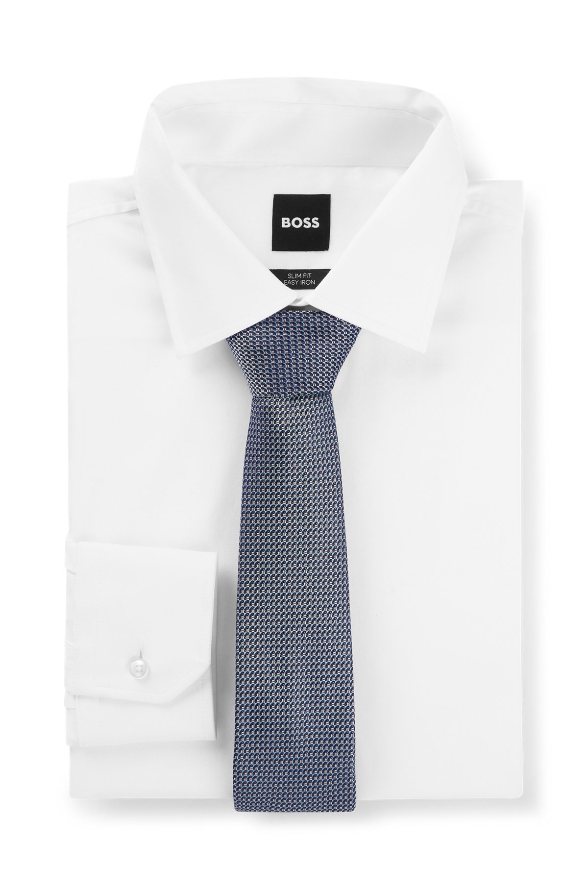 SILK TIE WITH JACQUARD-WOVEN MICRO PATTERN - 3