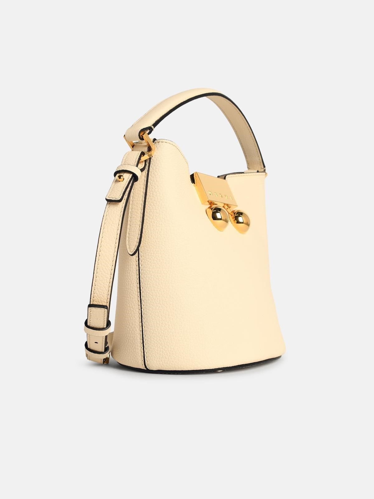 MEDIUM 'TRUNKAROO' WHITE LEATHER SHOULDER BAG - 2